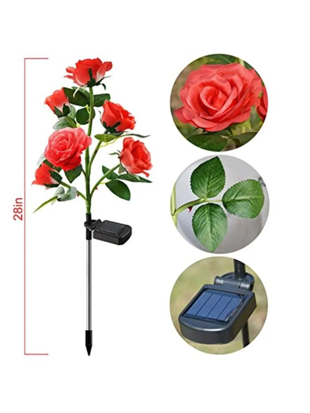 Solar Rose Garden Lights Waterproof Outdoor Flower Stake Landscape Decor 6 Heads